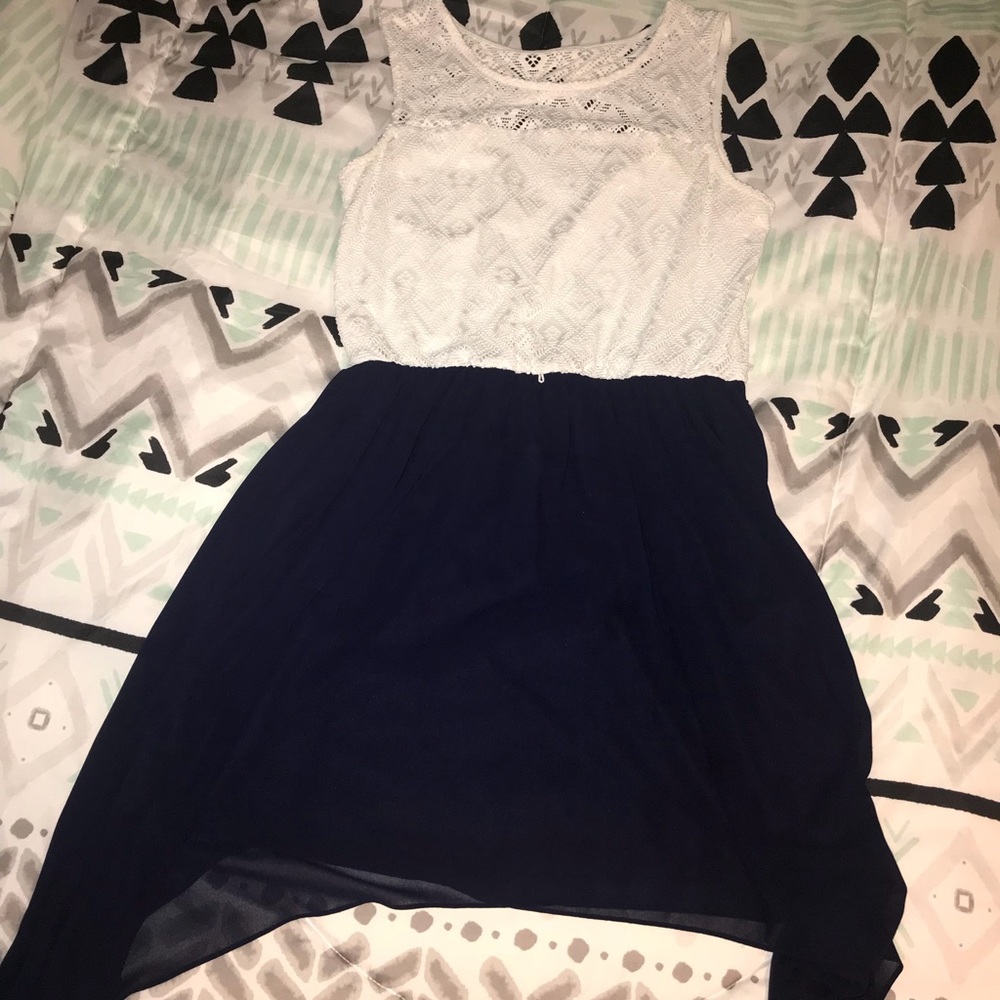 Navy and white lace dress